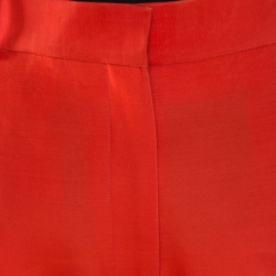 Pre Owned Celine Red Silk and Wool High Waist Tapered Trousers M