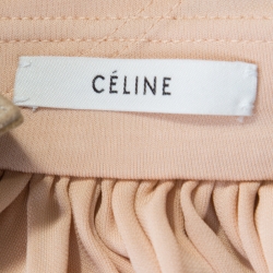 Pre Owned Celine Peach Stretch Knit Tie Up Detail Gathered Empire Maxi Dress M