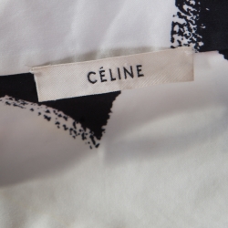 Pre Owned Celine White Cotton Multicolor Brush Stroke Print Short Sleeve Shirt S