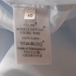 Pre Owned Celine Light Blue Cotton Band Collar Oversized Masculine Tuxedo Shirt M