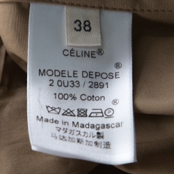 Pre Owned Celine Khaki Beige Cotton Flap Collar Detail Button Front Shirt M