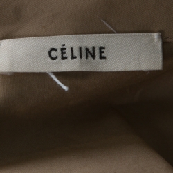 Pre Owned Celine Khaki Beige Cotton Flap Collar Detail Button Front Shirt M