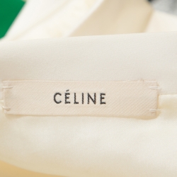 Pre Owned Celine Color Block Silk Patched Detail Short Sleeve Top M