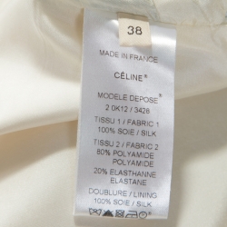 Pre Owned Celine Color Block Silk Patched Detail Short Sleeve Top M
