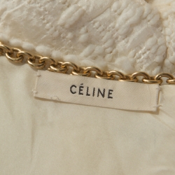 Celine Cream Wool  Blend V Neck Midi Dress L