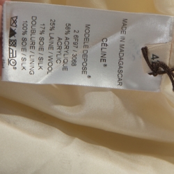 Celine Cream Wool  Blend V Neck Midi Dress L
