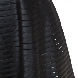 Celine Black Ribbon Striped Satin and Sheer Flared Midi Skirt S