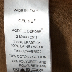 Pre Owned Celine Beige Wool Contrast Trim Detail Double Breasted Coat S