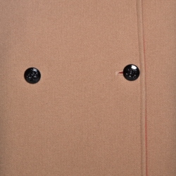 Pre Owned Celine Beige Wool Contrast Trim Detail Double Breasted Coat S