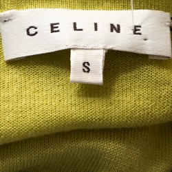 Pre Owned Celine Lime Green Cashmere Silk Long Sleeve Top S