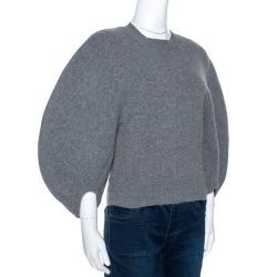 Pre Owned Celine Grey Cashmere Balloon Sleeve Sweater XS