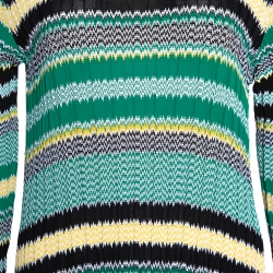 Celine Green Striped Knit Long Sleeve Maxi Dress M