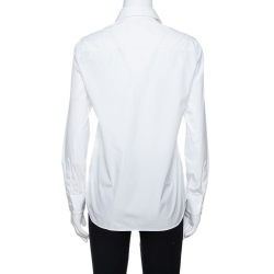 Pre Owned Celine White Cotton Poplin Long Sleeve Shirt S