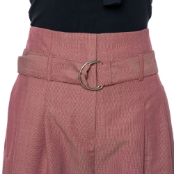 Pre Owned Celine Red Micro Check Pattern Wool Tapered Trousers S