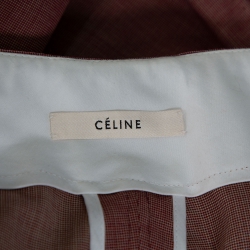 Pre Owned Celine Red Micro Check Pattern Wool Tapered Trousers S