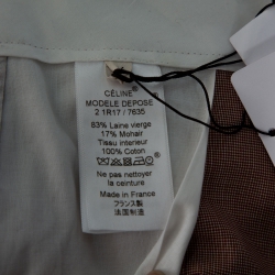 Pre Owned Celine Red Micro Check Pattern Wool Tapered Trousers S