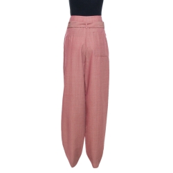 Pre Owned Celine Red Micro Check Pattern Wool Tapered Trousers S