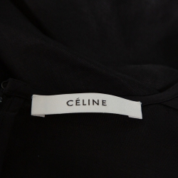 Pre Owned Celine Black Linen Zip Front Balloon Sleeve Dress M