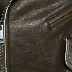 Celine Khaki Green Leather Biker Jacket S