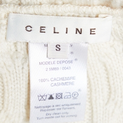 Pre Owned Celine Cream Cashmere Cable Knit Zip Up Cardigan S