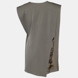 Celine Military Green Wool Asymmetrical Vest S