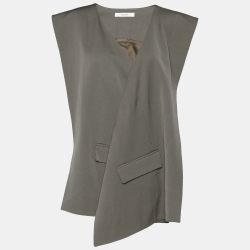 Celine Military Green Wool Asymmetrical Vest S