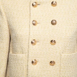 Celine Yellow Boucle Tweed Chasseur Jacket M