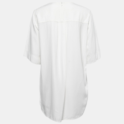 Celine White Crepe Oversized High-Low Hem Detail Tunic L
