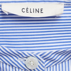 Pre Owned Celine Blue Striped Cotton Oversized Shirt M