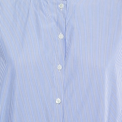 Pre Owned Celine Blue Striped Cotton Oversized Shirt M