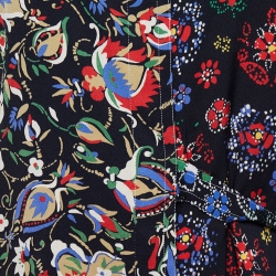 Pre Owned Celine Black Floral Printed Silk Tie Detail Shirt M