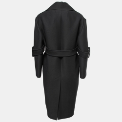 مملوكة مسبقًا Celine Black Wool Pocket Detail Open Coat M