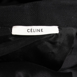 مملوكة مسبقًا Celine Black Wool Pocket Detail Open Coat M