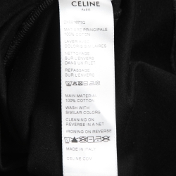 Celine Black Logo Print Cotton Crew Neck Boxy Fit T-Shirt XS