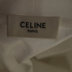 Pre Owned Celine White Logo Print Cotton Crew Neck T-Shirt XS