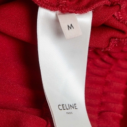 Pre Owned Celine Red Jersey Cropped Hoodie M