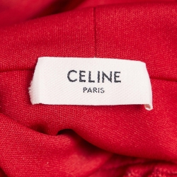 Pre Owned Celine Red Jersey Cropped Hoodie M