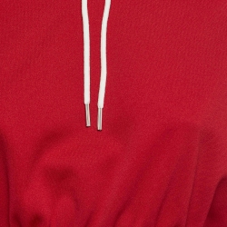 Pre Owned Celine Red Jersey Cropped Hoodie M