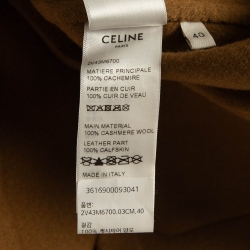 Pre Owned Celine Brown Cashmere Leather Pocket Detail Cardigan M