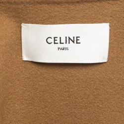 Pre Owned Celine Brown Cashmere Leather Pocket Detail Cardigan M