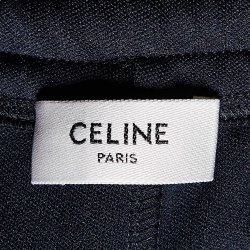 Pre Owned Celine Navy Blue Logo Embroidered Jersey Track Trousers S