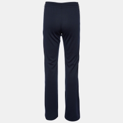 Pre Owned Celine Navy Blue Logo Embroidered Jersey Track Trousers S