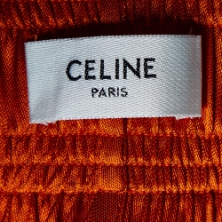 Pre Owned Celine Orange Satin Elasticised Waist Shorts S