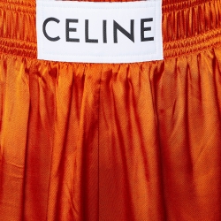 Pre Owned Celine Orange Satin Elasticised Waist Shorts S