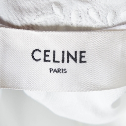 Celine White Cotton & Linen Embroidered Shift Dress M