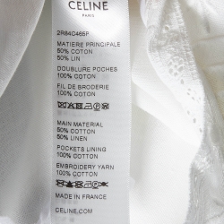 Celine White Cotton & Linen Embroidered Shift Dress M
