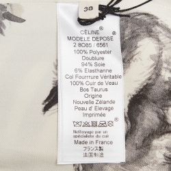 Celine White & Black Zebra Print Twill Collar Detailed Coat M