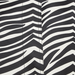 Celine White & Black Zebra Print Twill Collar Detailed Coat M
