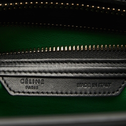 Pre Owned Celine Black/Green Leather Micro Luggage Tote