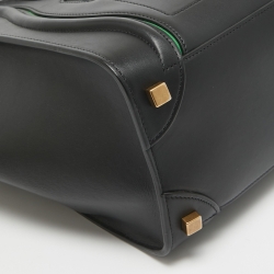 Pre Owned Celine Black/Green Leather Micro Luggage Tote